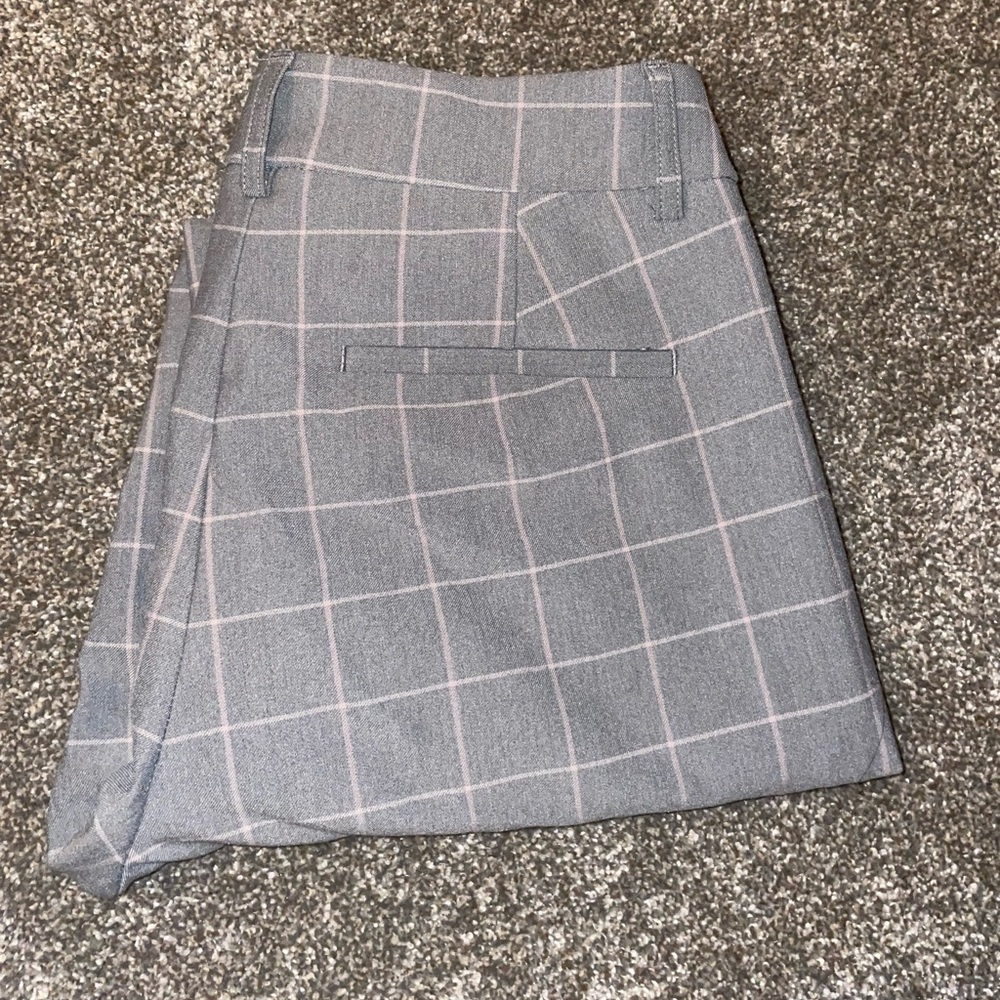 Gray and Light Pink Straight Leg Stretch Work Pants